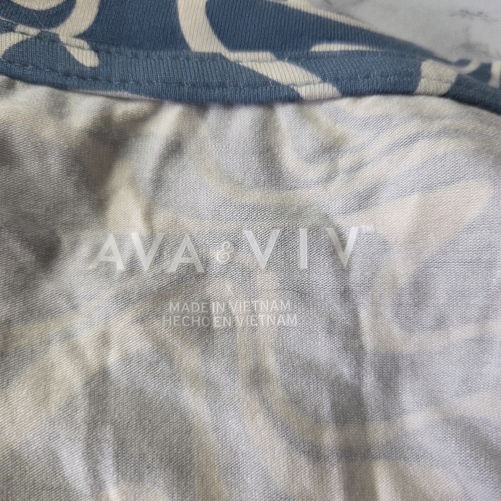 Ava & Viv X Blue Swirl Sleeveless Asymmetrical Hem Casual Summer Sun Dress - Picture 7 of 8